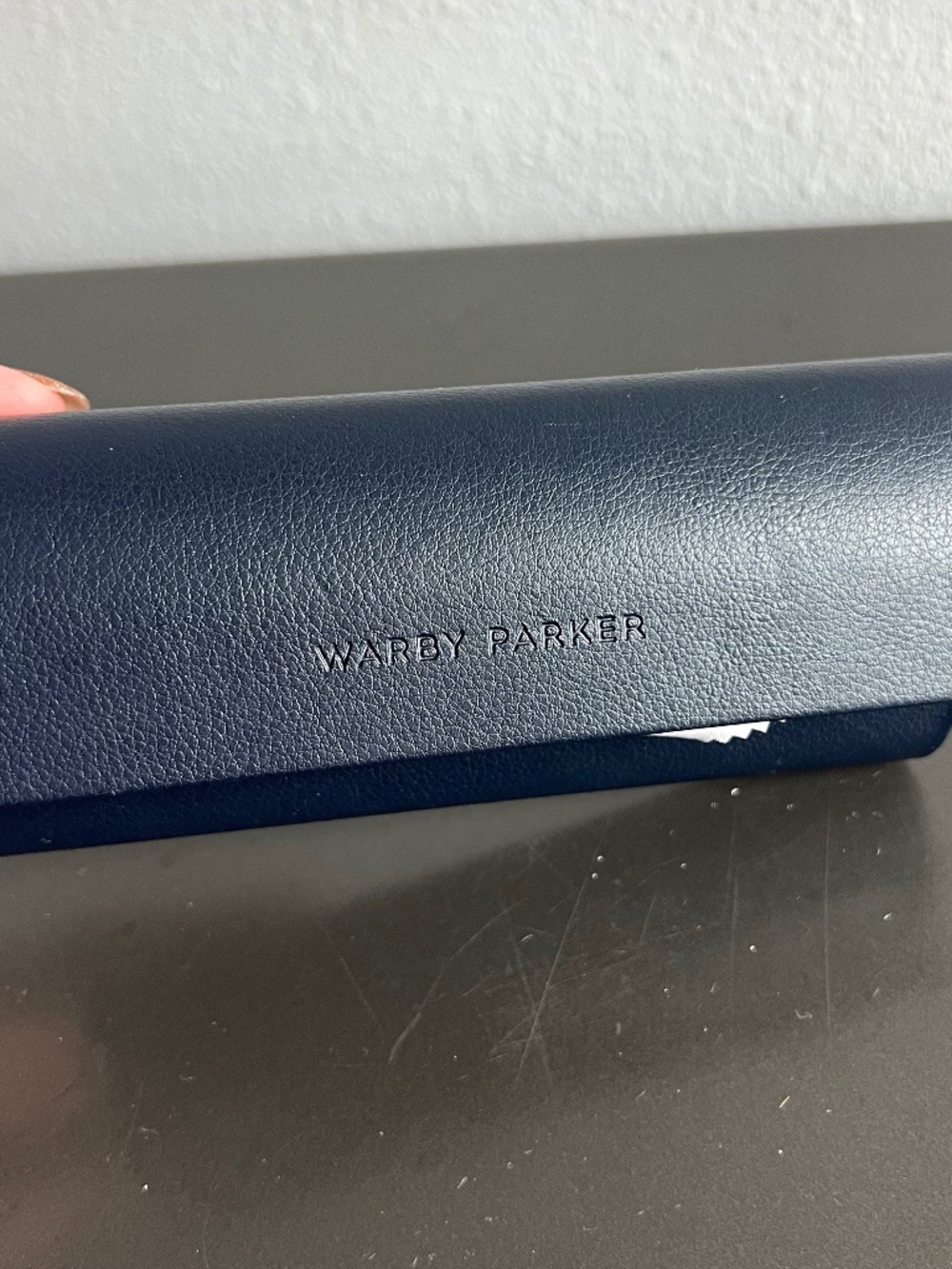 Warby Parker Navy Blue Hard Eyewear Case Mag Closure Cleaning Cloth Minimalist